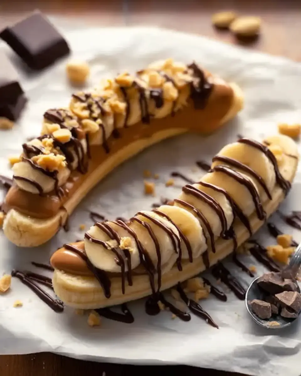 A delicious plate of Low Calorie Frozen Banana Snickers