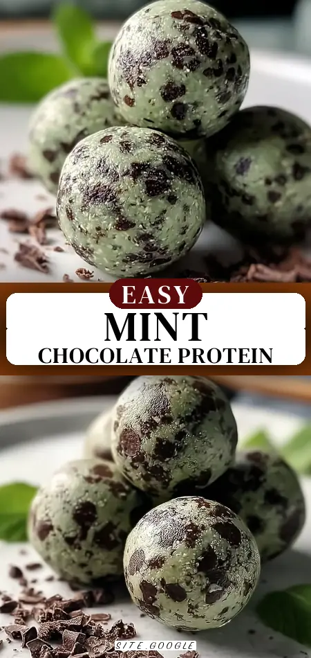 Pinterest pin (Design 3) for Mint Chocolate Chip Protein Balls