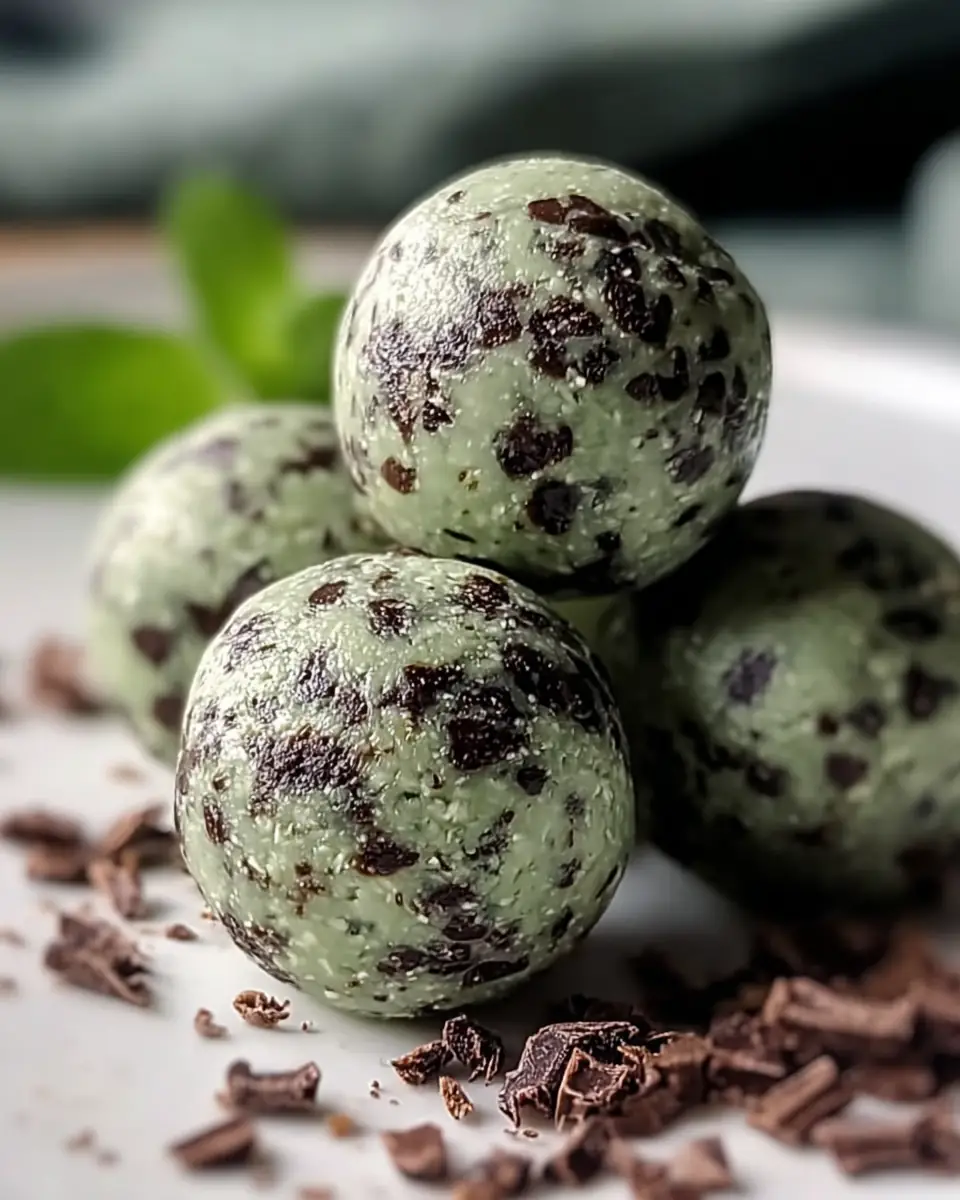 A delicious plate of Mint Chocolate Chip Protein Balls