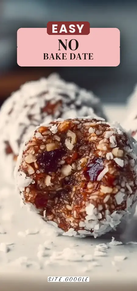 Pinterest pin (Design 2) for No-Bake Date Protein Balls