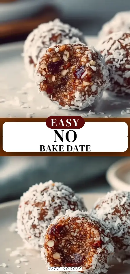 Pinterest pin (Design 3) for No-Bake Date Protein Balls