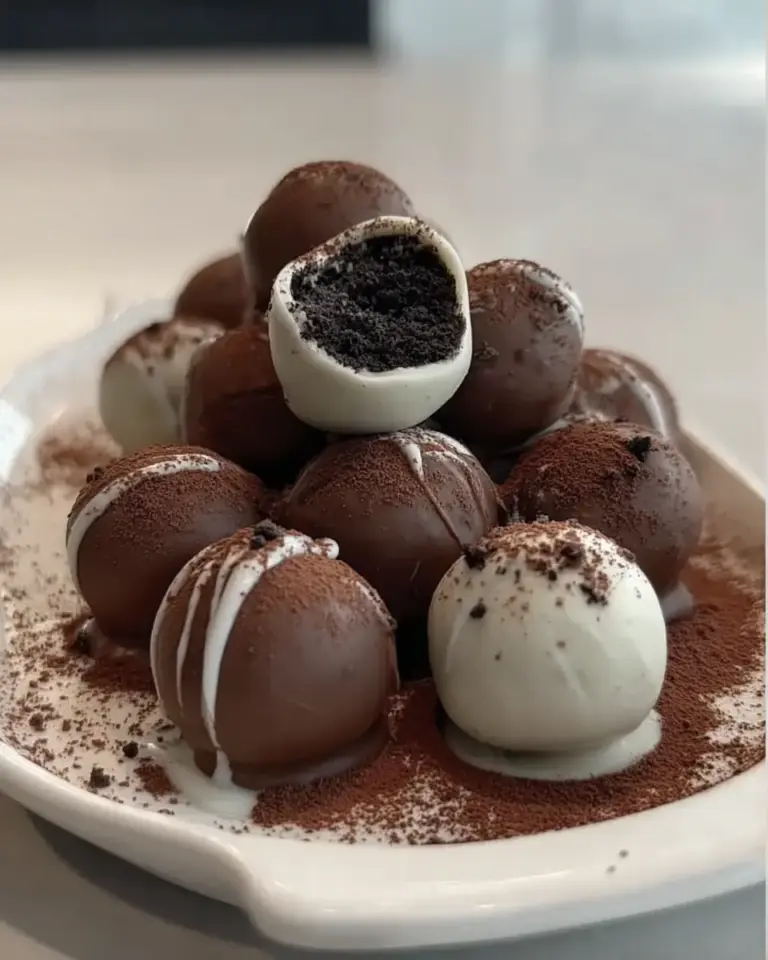 A delicious plate of Oreo Balls (3 Ingredient No-Bake Dessert for Holidays & Parties)