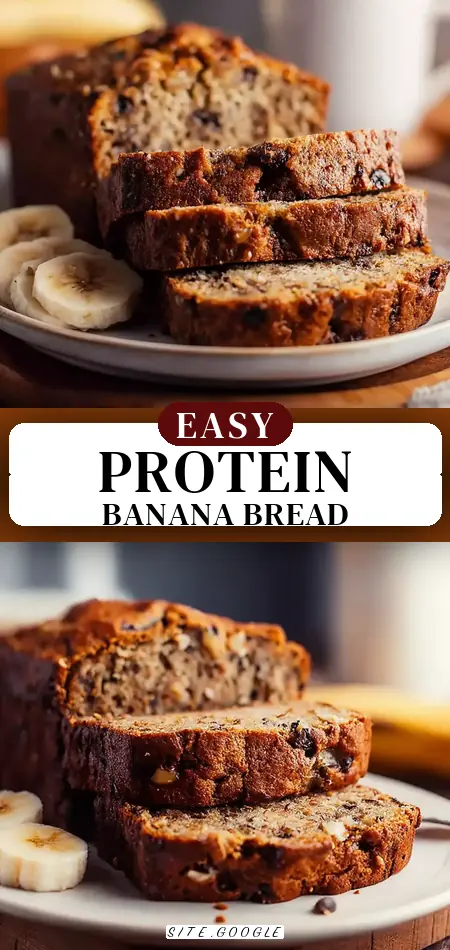 Pinterest pin (Design 3) for High Protein Banana Bread