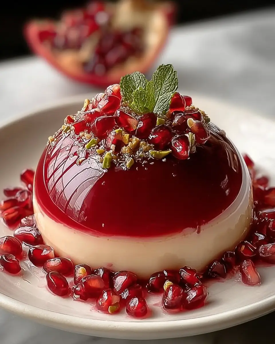 A delicious plate of Pomegranate Mousse Dome Recipe