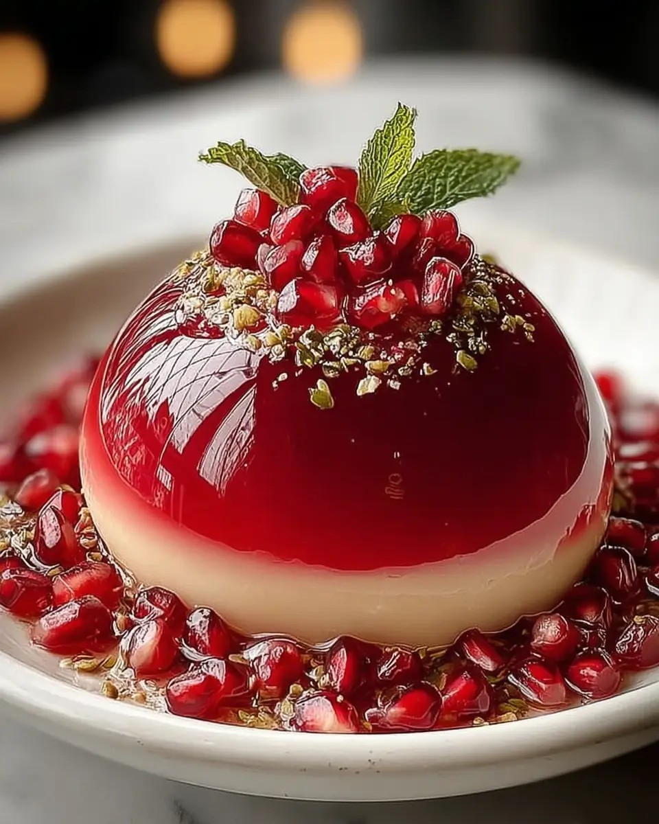 A delicious plate of Pomegranate Mousse Dome Recipe