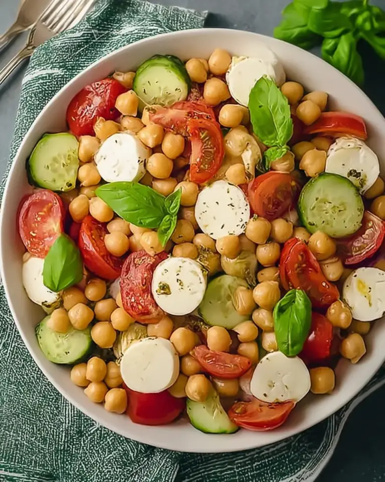 A delicious plate of Revitalize Your Meals with High-Protein Caprese Chickpea Salad