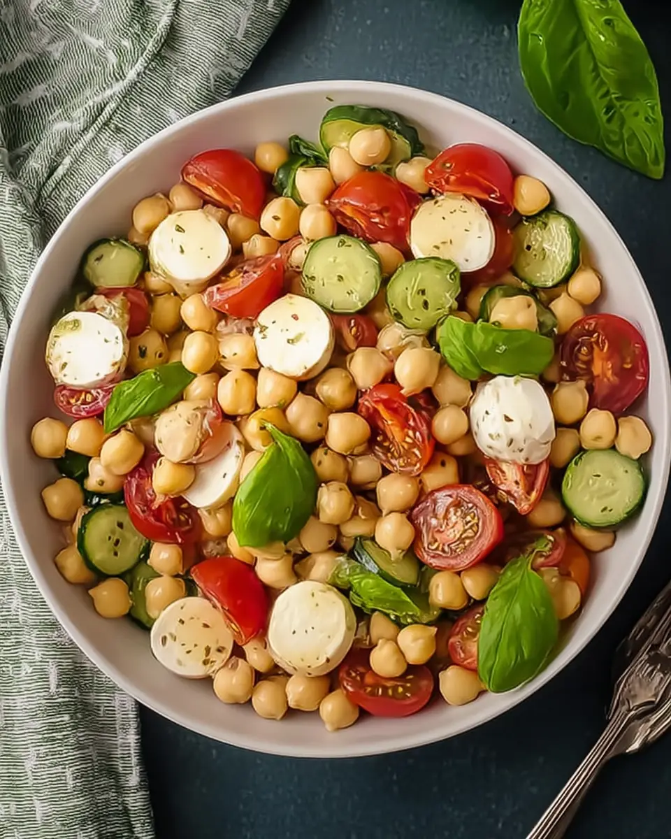 A delicious plate of Revitalize Your Meals with High-Protein Caprese Chickpea Salad