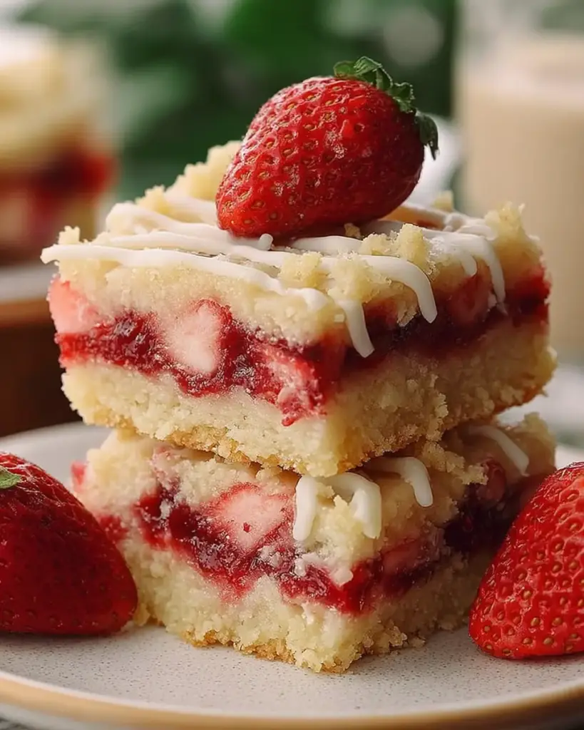 A delicious plate of Strawberry Shortcake Bars Recipe