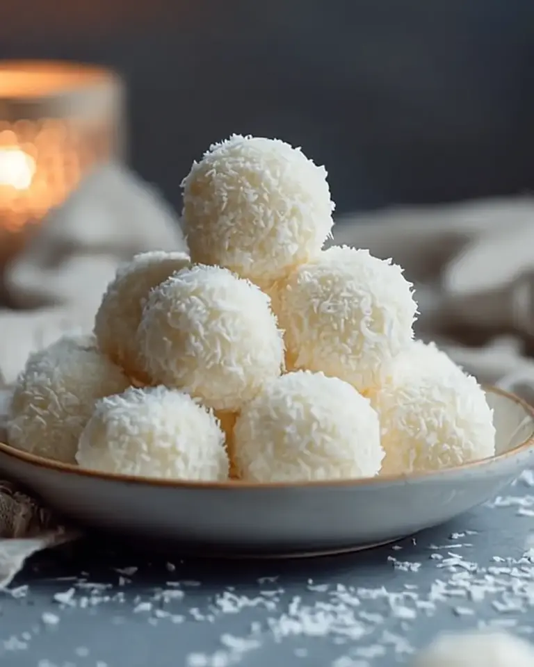 A delicious plate of Sweetened Condensed Milk Snowballs – No-Bake Delight Awaits
