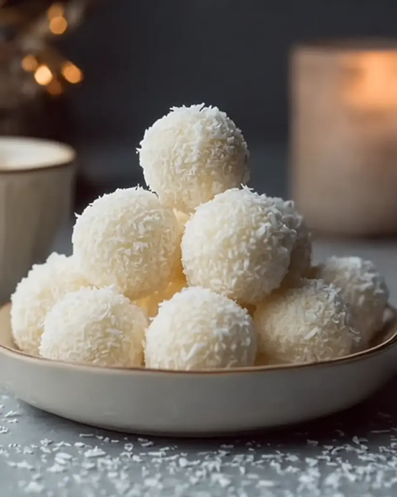 A delicious plate of Sweetened Condensed Milk Snowballs – No-Bake Delight Awaits