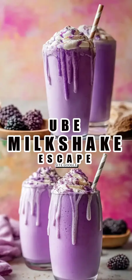 Pinterest pin (Design 1) for Creamy 4-Ingredient Ube Milkshake for a Tropical Escape