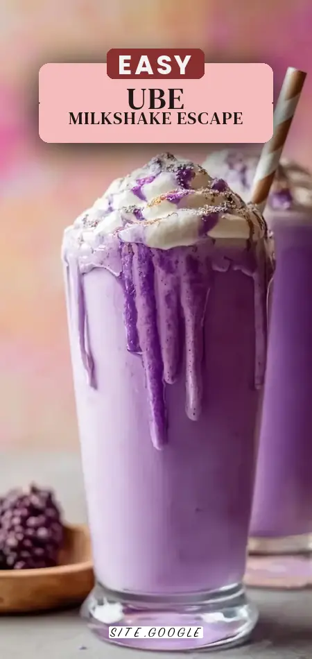 Pinterest pin (Design 2) for Creamy 4-Ingredient Ube Milkshake for a Tropical Escape