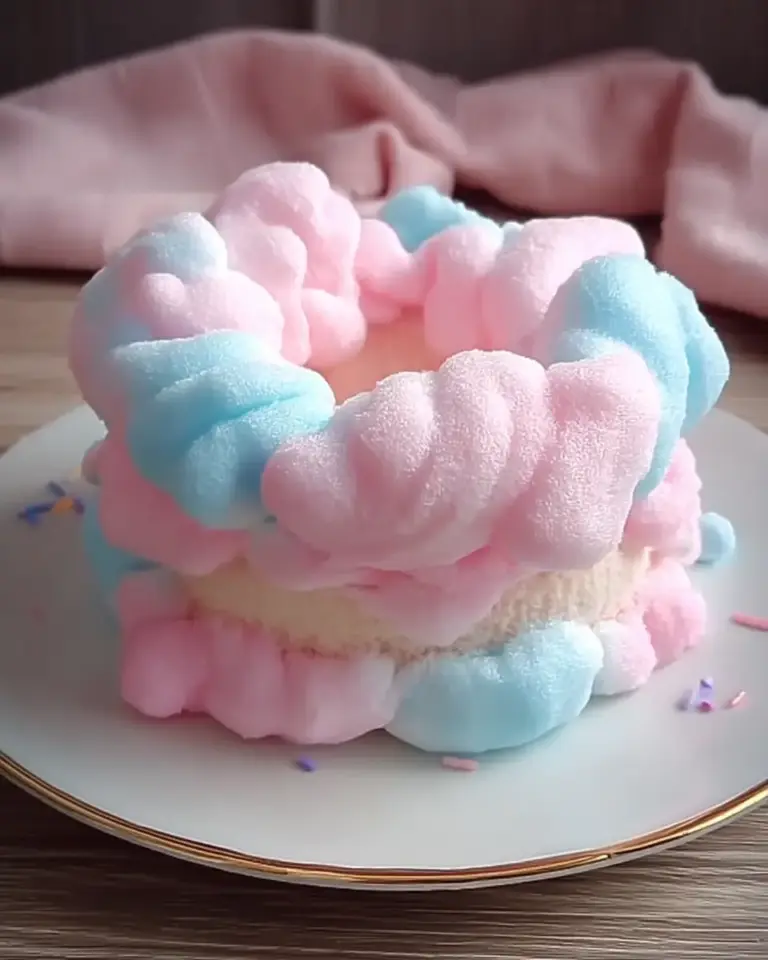 A delicious plate of Whimsical Cotton Candy Cake That Will Make You Smile