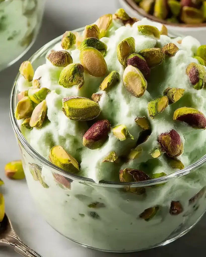 A delicious plate of BEST Pistachio Salad: Fluffy, Easy & No-Bake