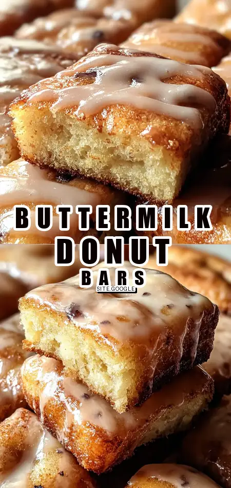 Pinterest pin (Design 1) for Old-Fashioned Buttermilk Donut Bars with Brown Butter Maple Vanilla Bean Glaze
