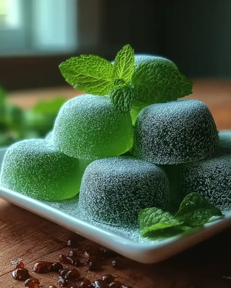 A delicious plate of Bonbons à la menthe fraîche maison