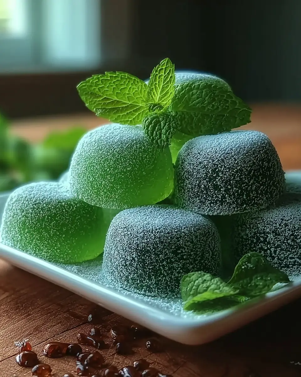 A delicious plate of Bonbons à la menthe fraîche maison