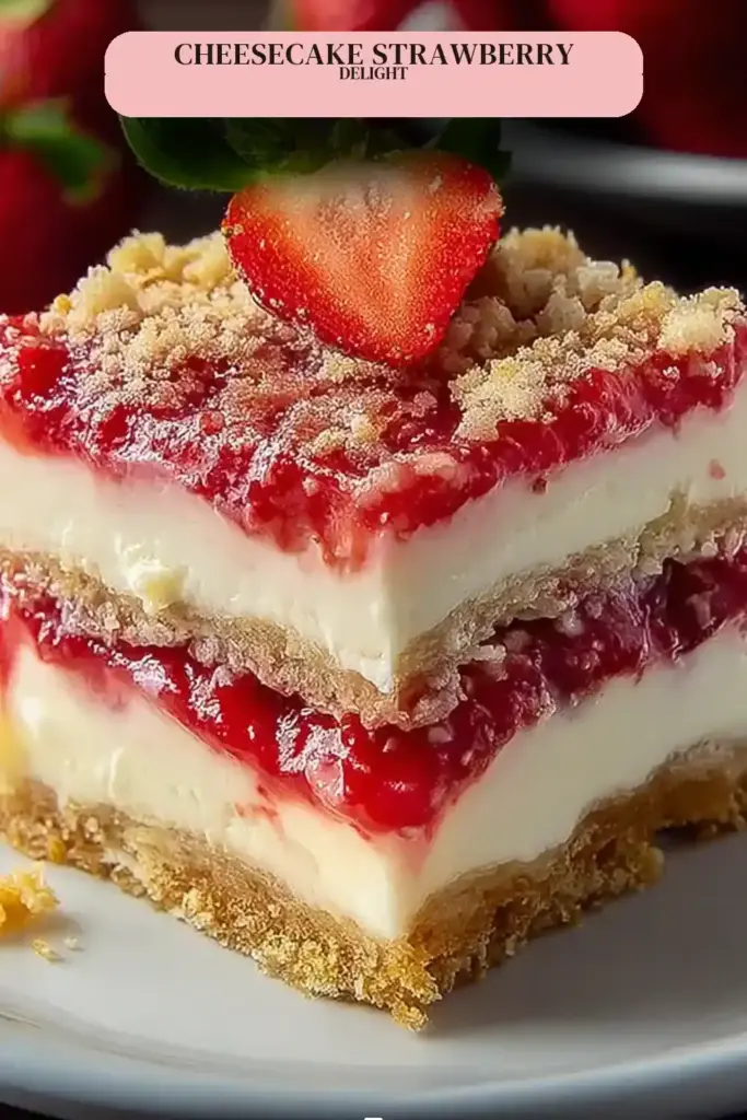 Pinterest pin (Design 2) for Strawberry Shortcake Cheesecake Bars
