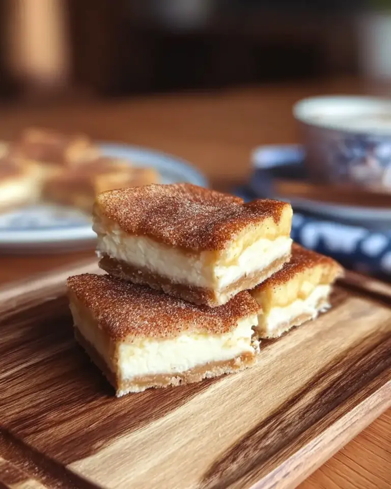 A delicious plate of Churro Cheesecake Bars