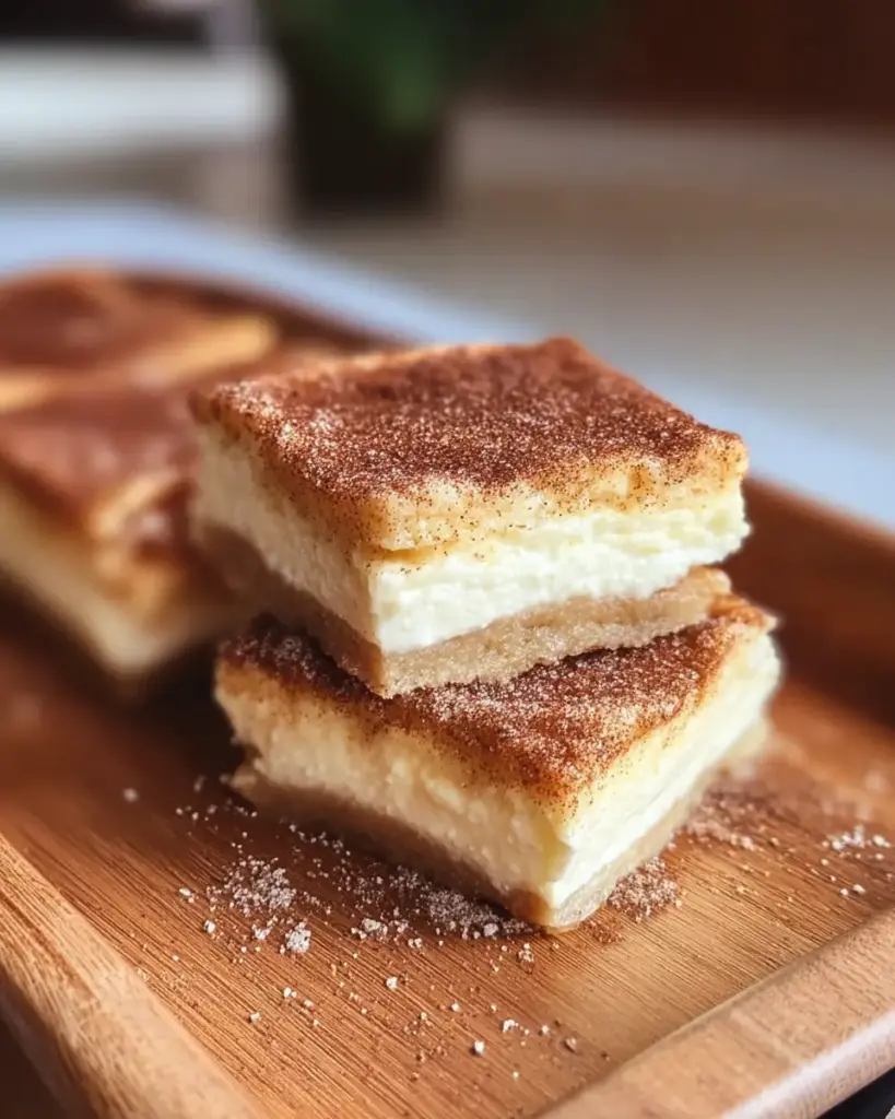 A delicious plate of Churro Cheesecake Bars