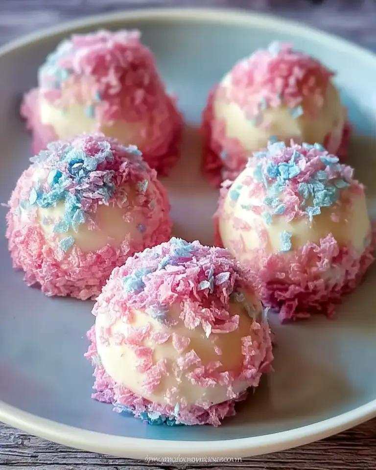 A delicious plate of Crispy Cotton Candy Cheesecake Bombs: Easy Sweet Party Treats