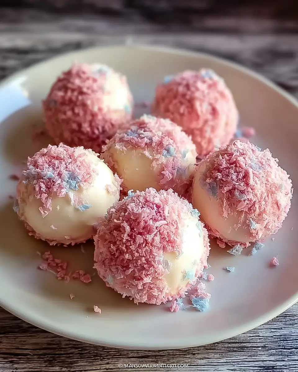 A delicious plate of Crispy Cotton Candy Cheesecake Bombs: Easy Sweet Party Treats