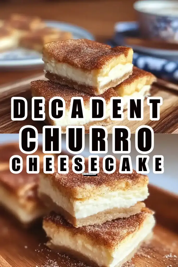 Pinterest pin (Design 1) for Churro Cheesecake Bars