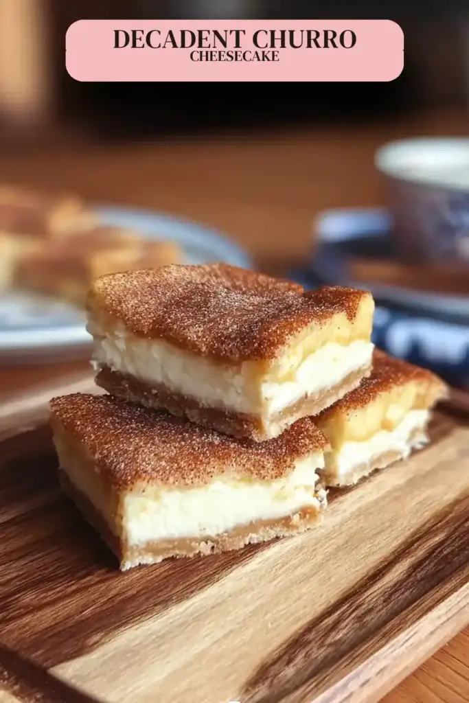 Pinterest pin (Design 2) for Churro Cheesecake Bars