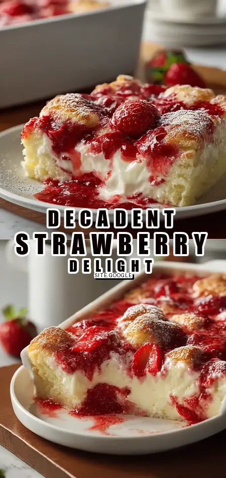 Pinterest pin (Design 1) for Strawberry Cheesecake Dump Cake