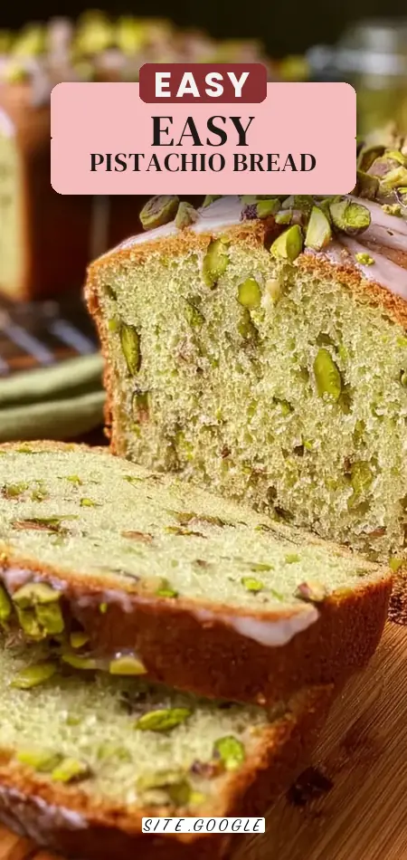 Pinterest pin (Design 2) for Pistachio Bread: Easy Homemade Recipe for a Soft, Nutty Loaf