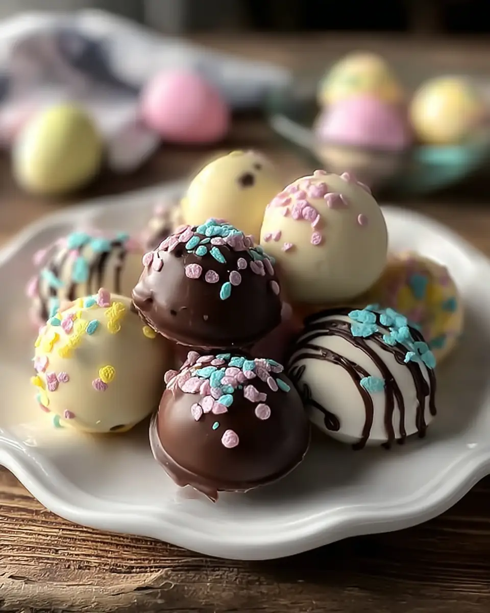 A delicious plate of Easter Egg Oreo Cookie Balls