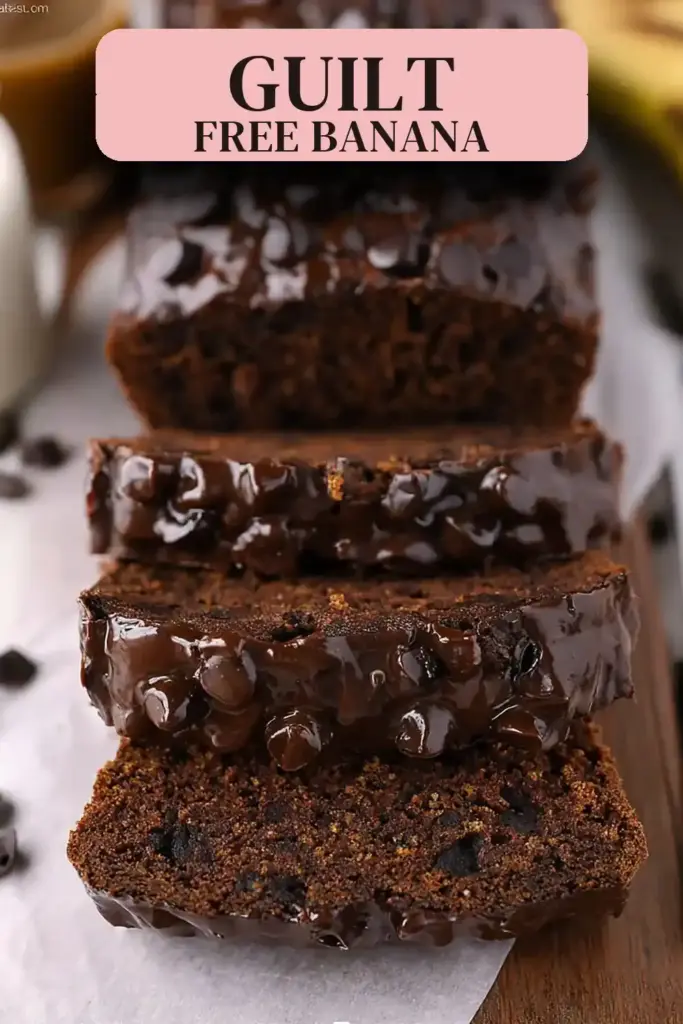 Pinterest pin (Design 2) for Healthy Chocolate Banana Bread