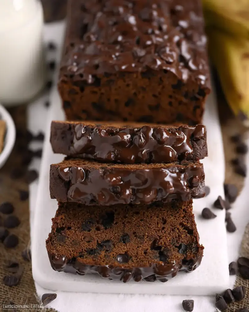 A delicious plate of Healthy Chocolate Banana Bread
