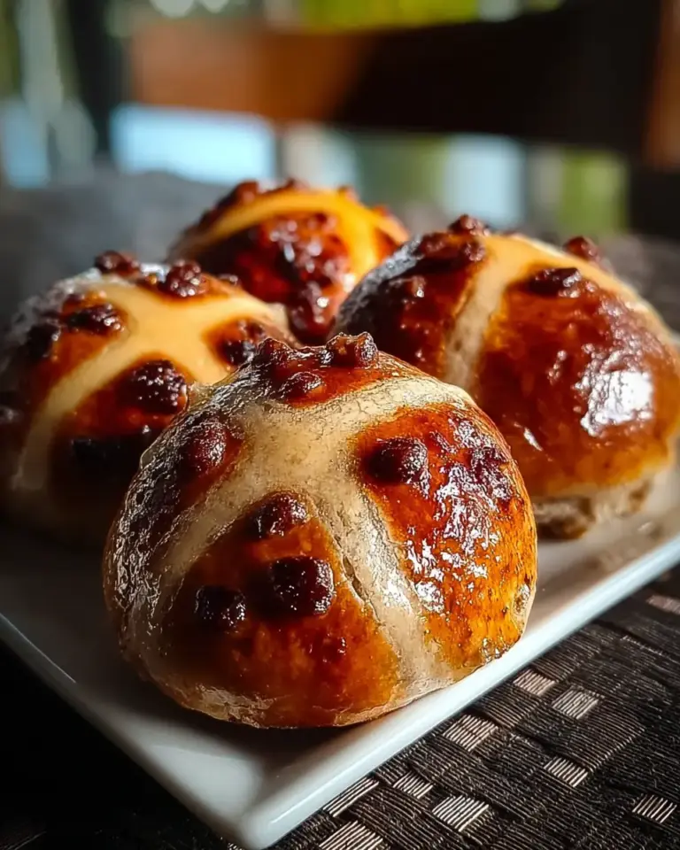 A delicious plate of Hot Cross Buns from Scratch