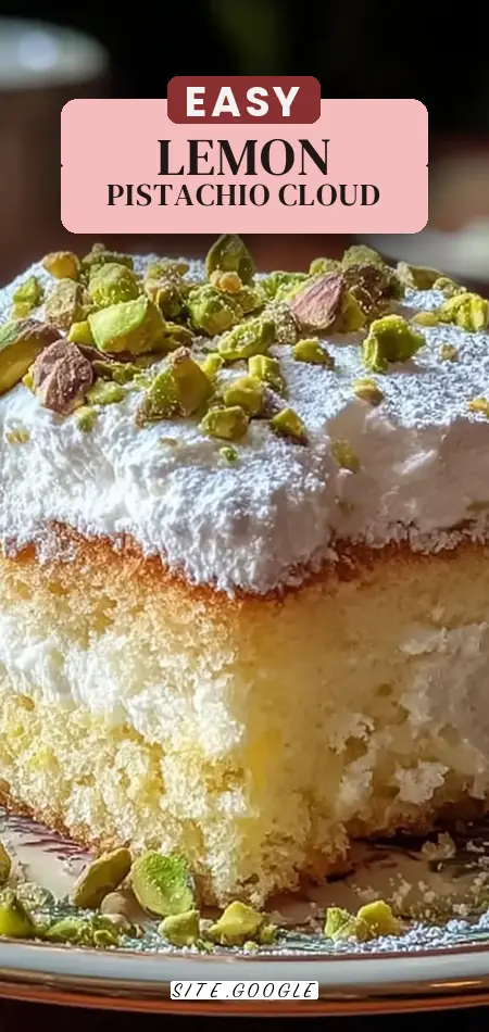 Pinterest pin (Design 2) for Lemon Pistachio Ricotta Cloud Cake