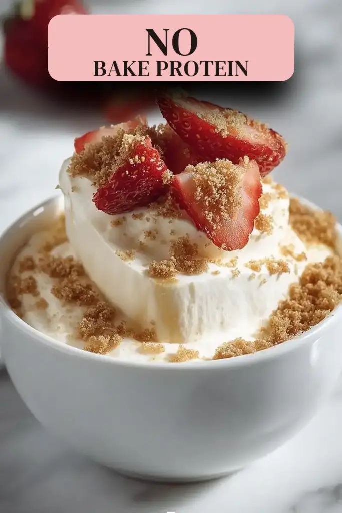 Pinterest pin (Design 2) for Easy No-Bake High Protein Cheesecake Fluff Recipe