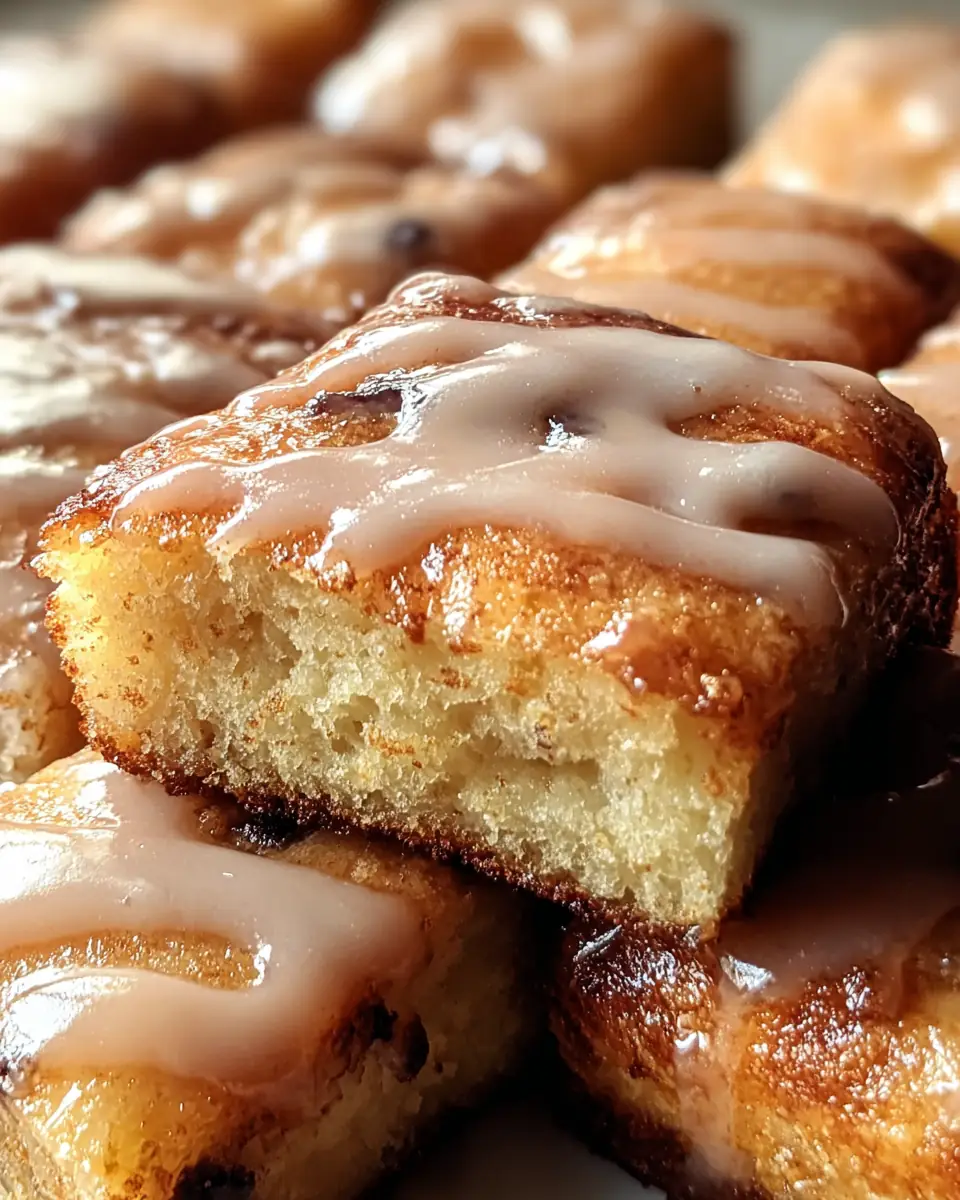 A delicious plate of Old-Fashioned Buttermilk Donut Bars with Brown Butter Maple Vanilla Bean Glaze