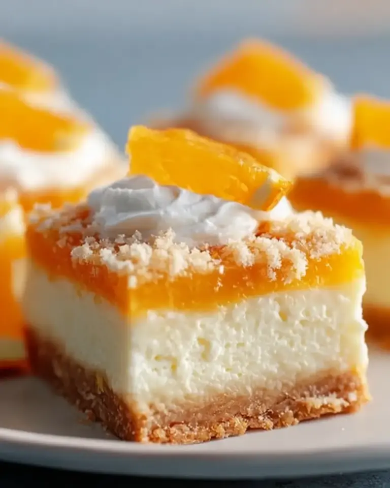 A delicious plate of Orange Creamsicle Dream Bars: Juicy, Creamy Bliss Awaits!