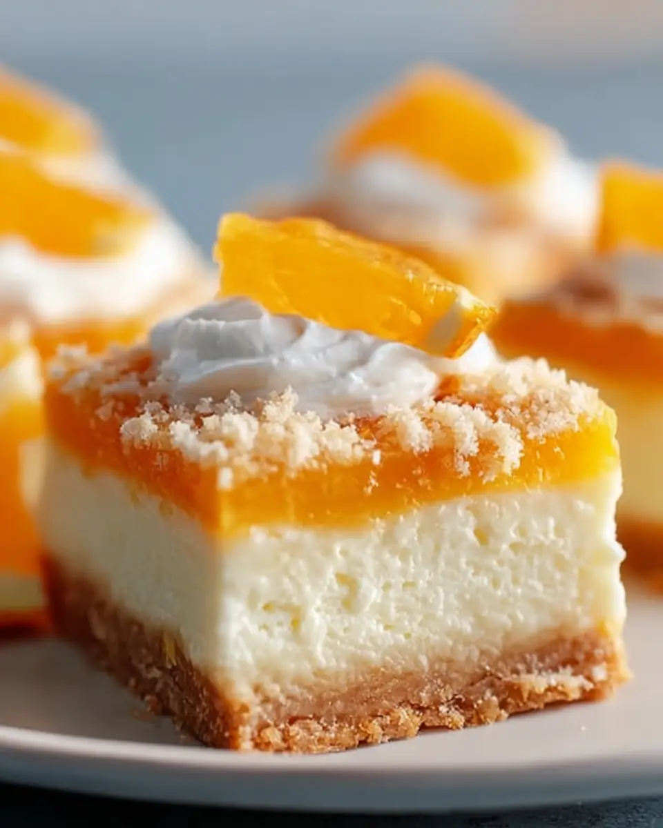 A delicious plate of Orange Creamsicle Dream Bars: Juicy, Creamy Bliss Awaits!