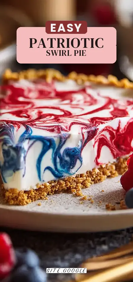 Pinterest pin (Design 2) for 4th of July Swirl Pie – A Festive No-Bake Patriotic Dessert