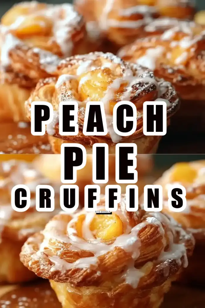 Pinterest pin (Design 1) for Peach Pie Cruffins: A Cozy, Flaky Twist on a Classic Dessert