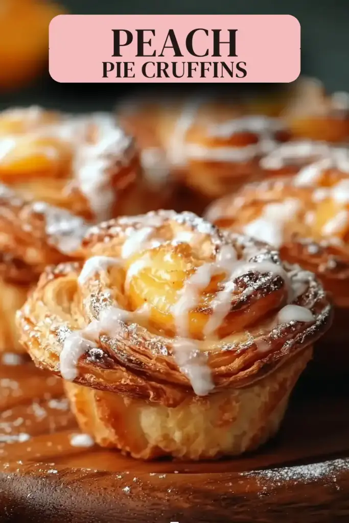 Pinterest pin (Design 2) for Peach Pie Cruffins: A Cozy, Flaky Twist on a Classic Dessert