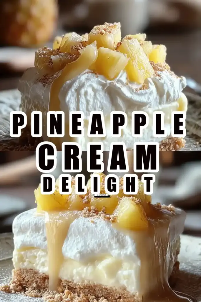 Pinterest pin (Design 1) for No Bake Pineapple Cream Dessert