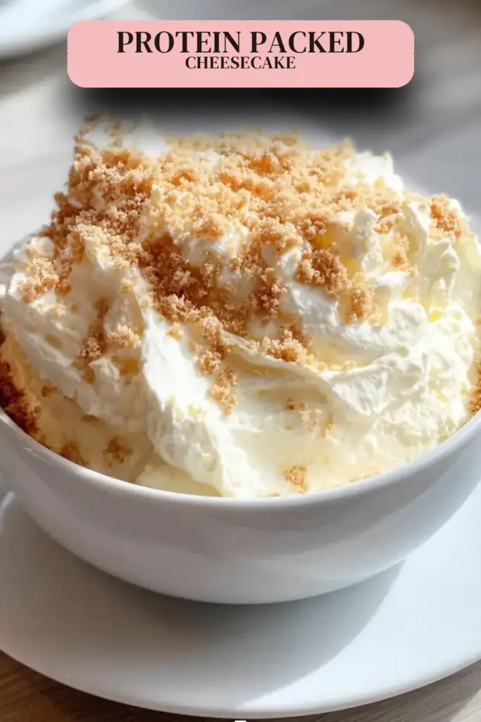 Pinterest pin (Design 2) for High Protein Cheesecake Fluff Recipe
