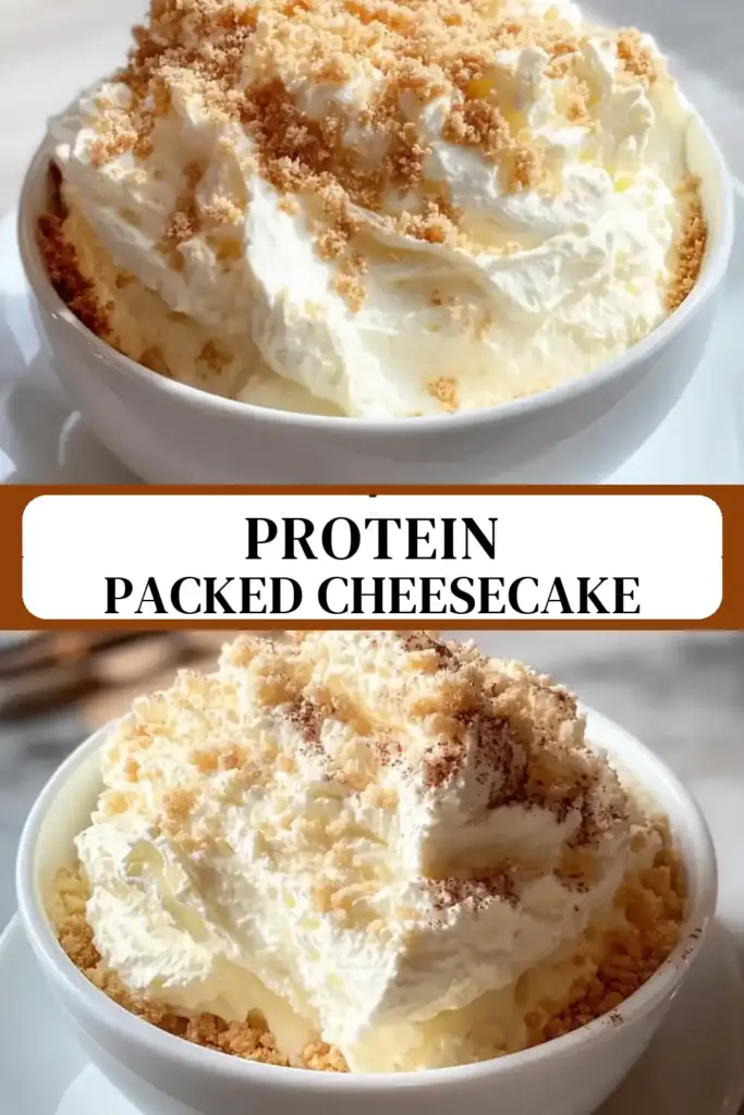 Pinterest pin (Design 3) for High Protein Cheesecake Fluff Recipe