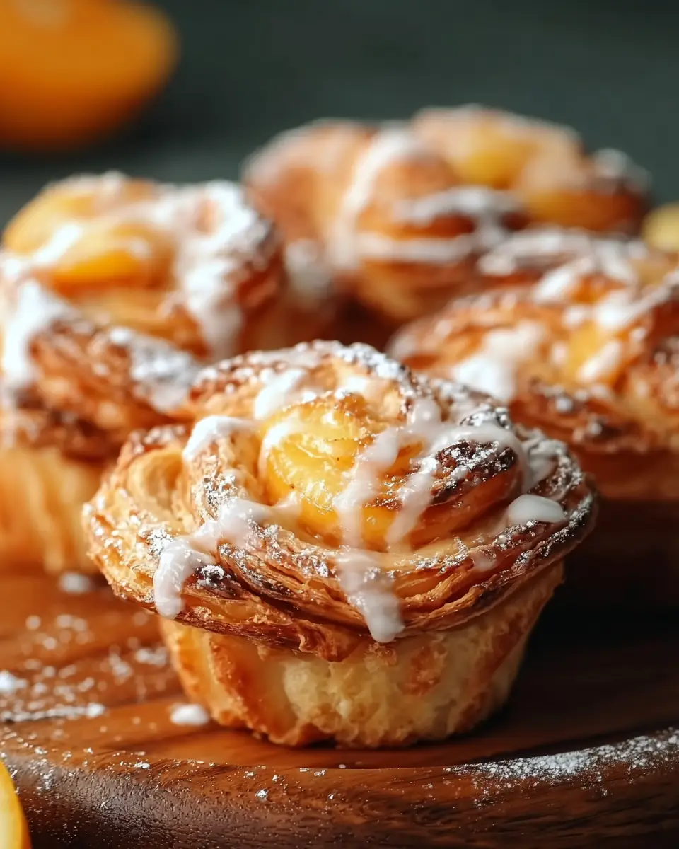 A delicious plate of Peach Pie Cruffins: A Cozy, Flaky Twist on a Classic Dessert