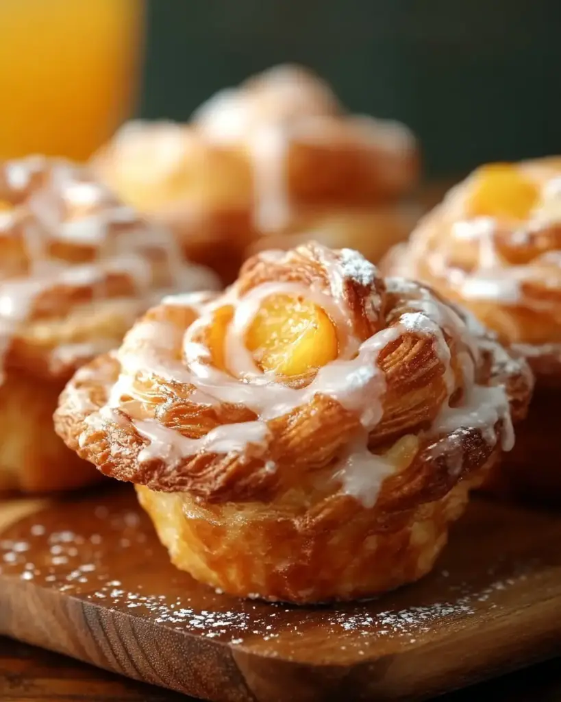 A delicious plate of Peach Pie Cruffins: A Cozy, Flaky Twist on a Classic Dessert