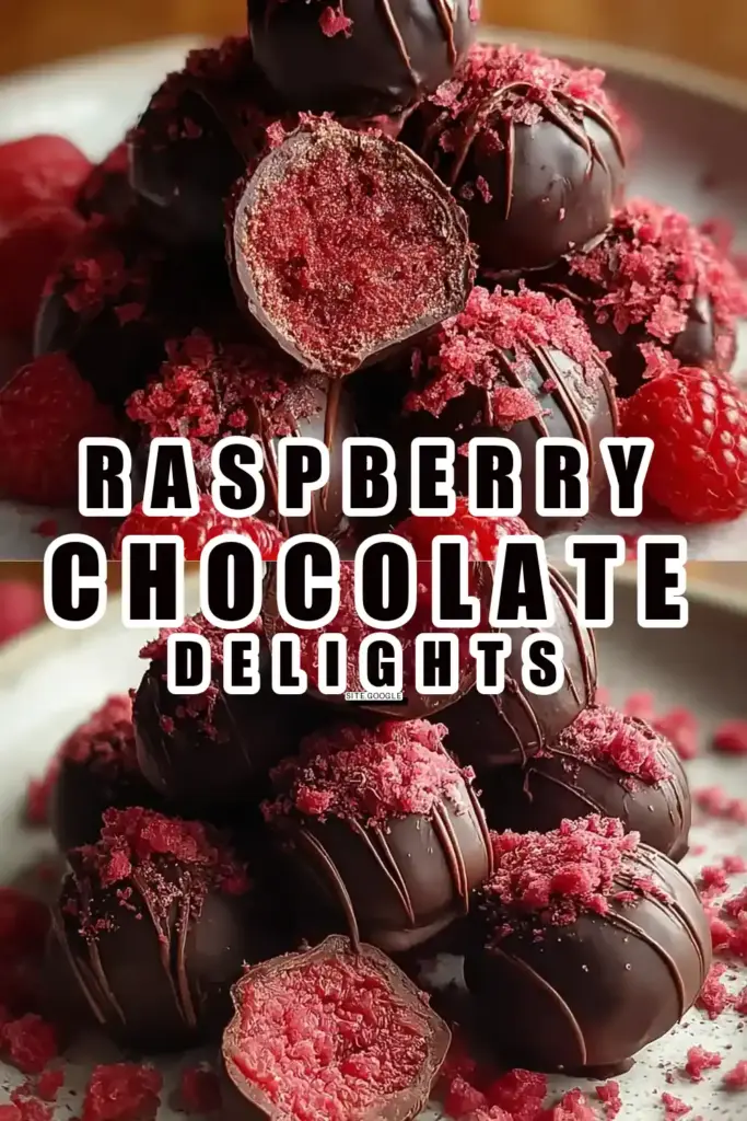 Pinterest pin (Design 1) for No-Bake Raspberry Chocolate Truffles