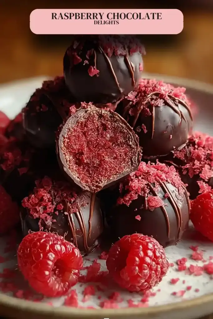 Pinterest pin (Design 2) for No-Bake Raspberry Chocolate Truffles