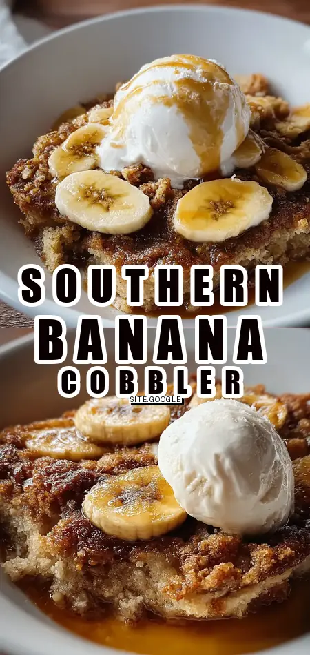 Pinterest pin (Design 1) for Southern Banana Cobbler